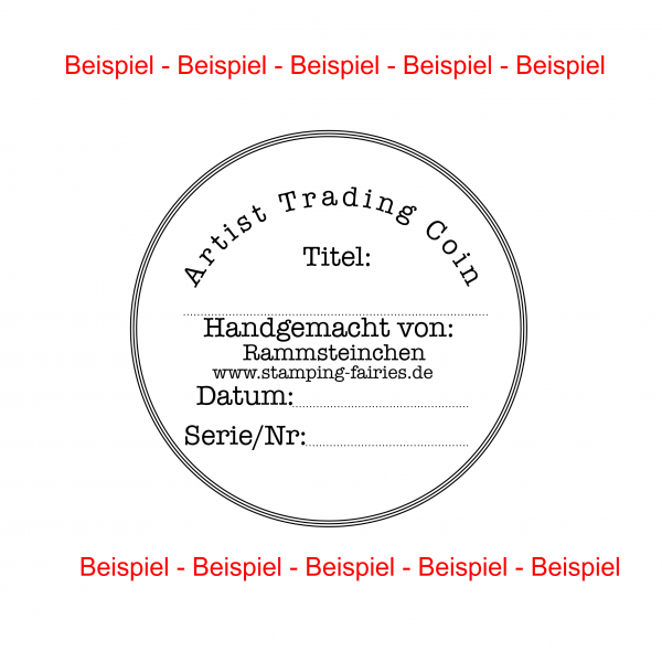 Stamping-Fairies - ATC Coin-Rückseite PERSONALISIERT